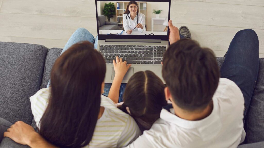 Parents in a virtual autism testing