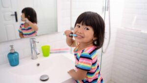 Kid showing self-care skills