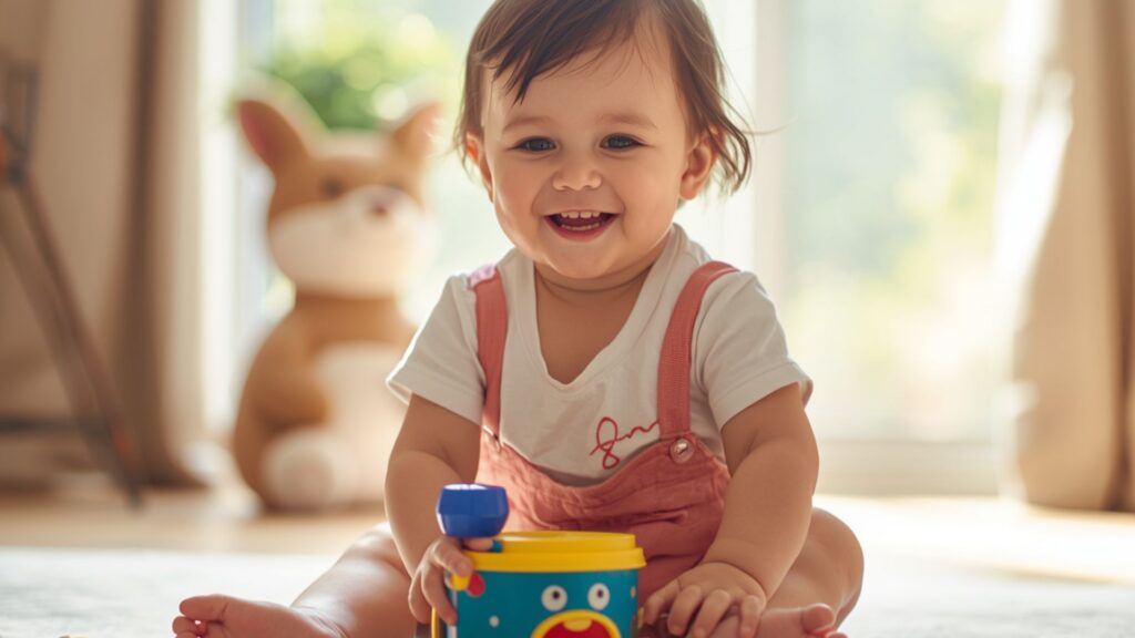 Toddler playing alone with toy, example related to signs of autism in a 2-year-old and speech delay