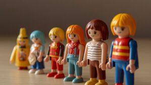 Toddler lining up toys in a row, demonstrating repetitive play that can be typical development or an early sign of autism in toddlers