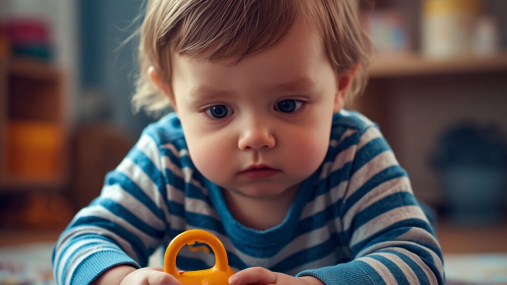 Why doesn’t my toddler respond to their name, child looking forward with raised hand as a possible early sign of autism