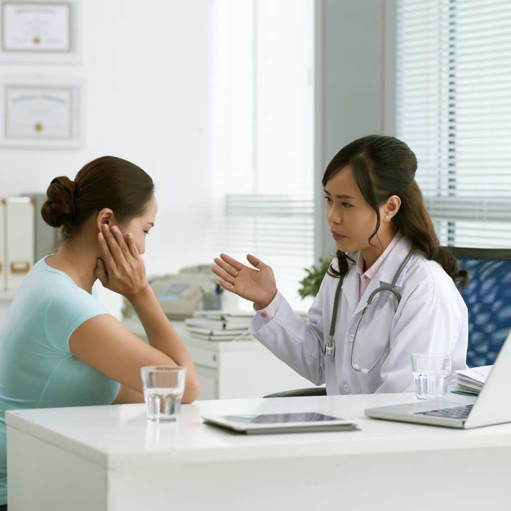 Healthcare provider discussing autism evaluation report with parent